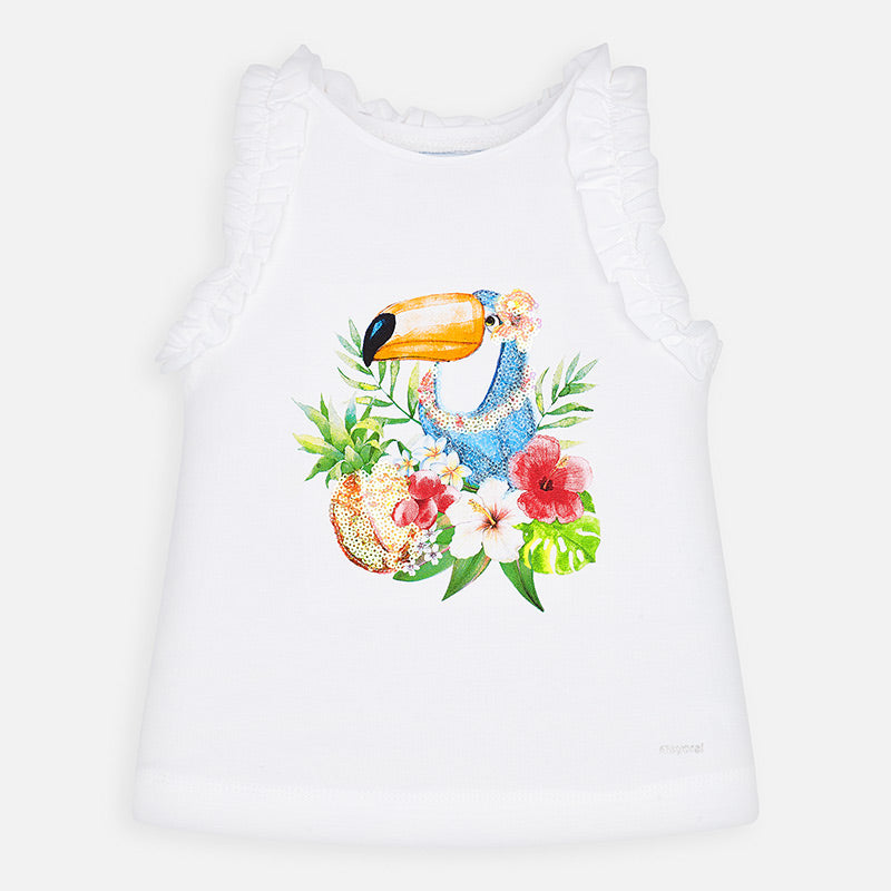 Mayoral Girl SS20 Sleeveless t-shirt with toucan print 3025