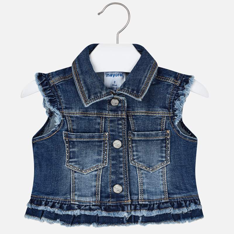 Mayoral Girl SS20 Dark Denim Sleeveless Jacket 3322