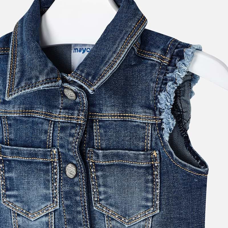 Mayoral Girl SS20 Dark Denim Sleeveless Jacket 3322