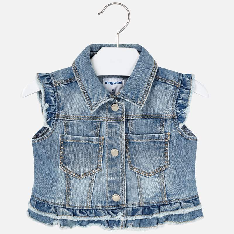 Mayoral Girl SS20 Light Denim Sleeveless Jacket 3322
