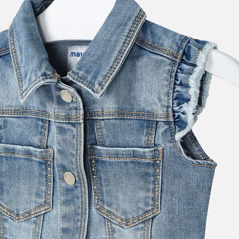 Mayoral Girl SS20 Light Denim Sleeveless Jacket 3322
