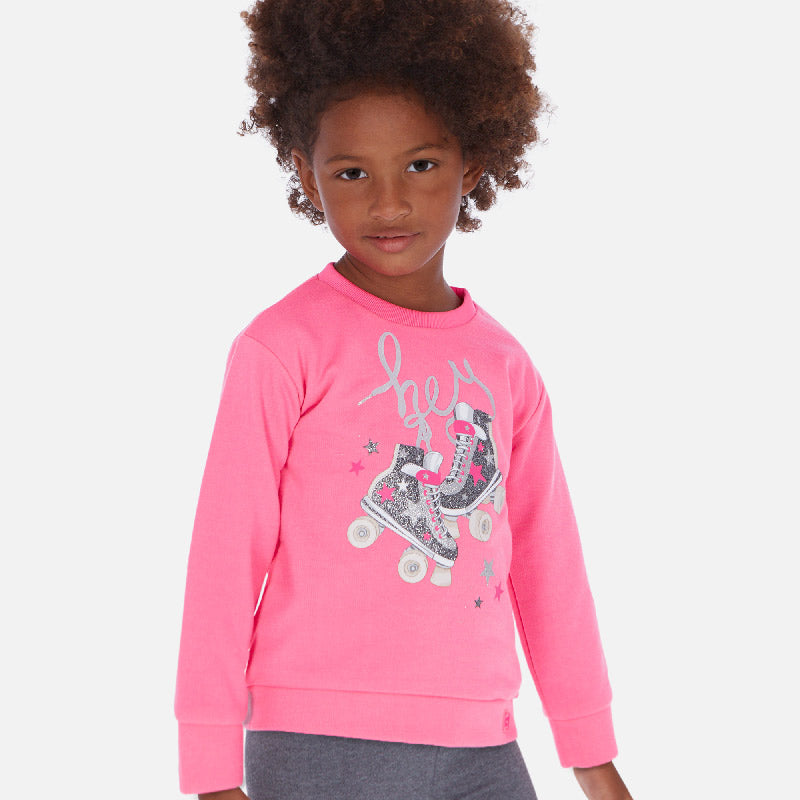 Mayoral Girl SS20 Sweatshirt with roller-skates print Pink 3462