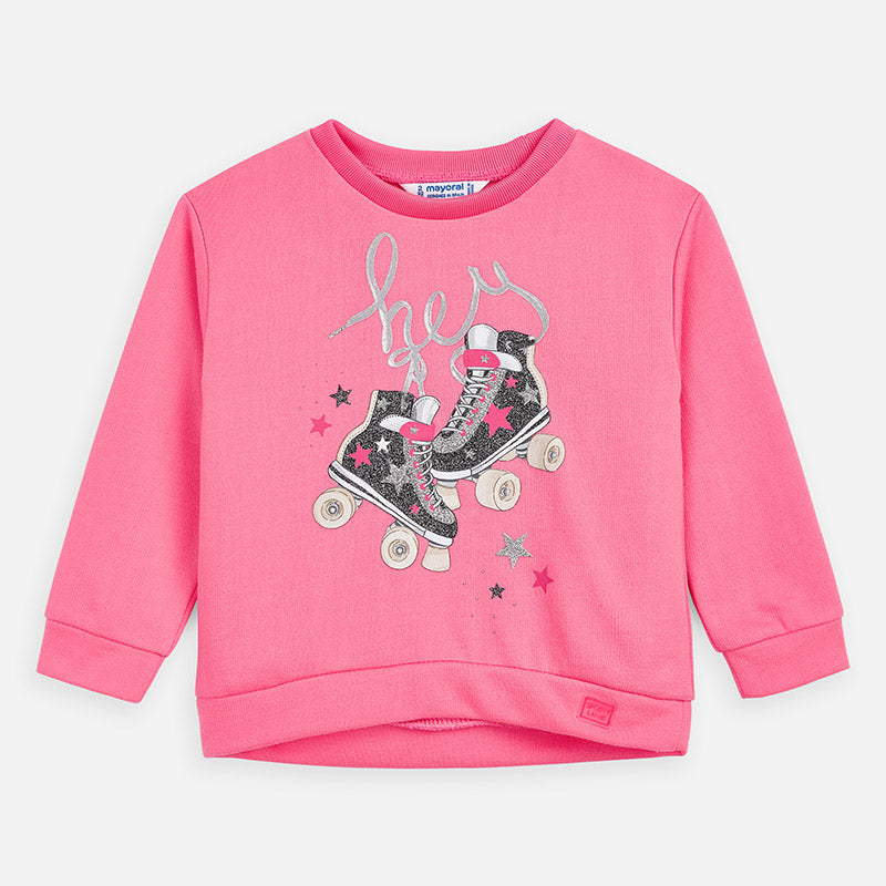 Mayoral Girl SS20 Sweatshirt with roller-skates print Pink 3462