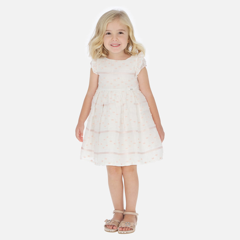 Mayoral Girl SS20 Peach striped ruffle Organza Dress 3919