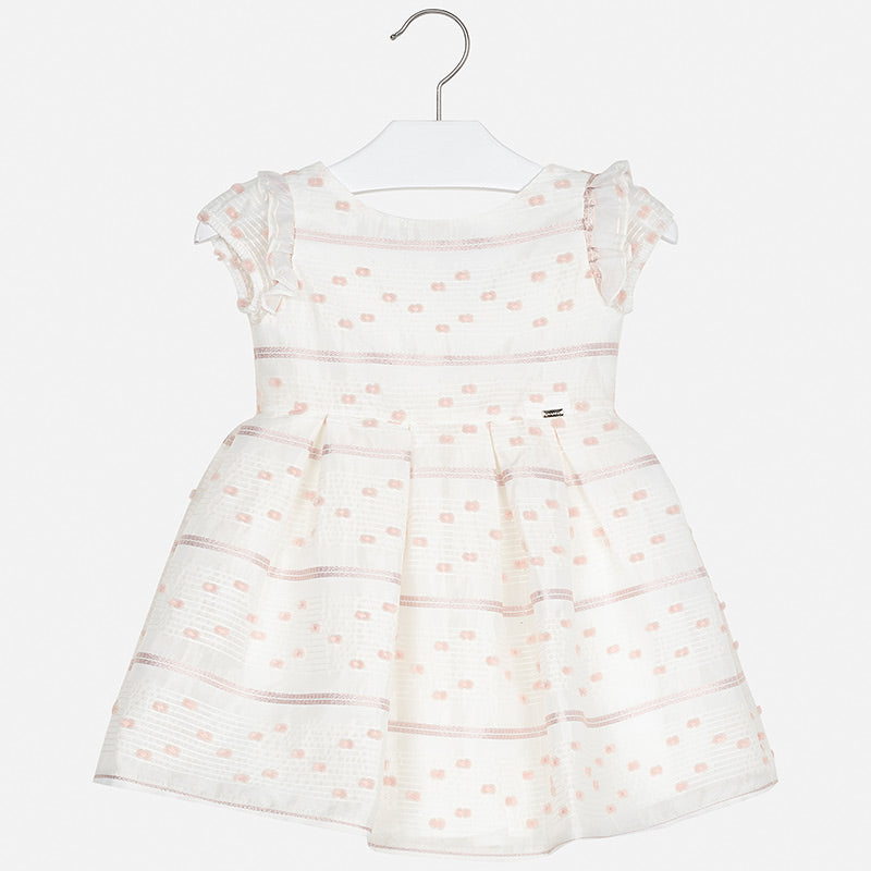 Mayoral Girl SS20 Peach striped ruffle Organza Dress 3919