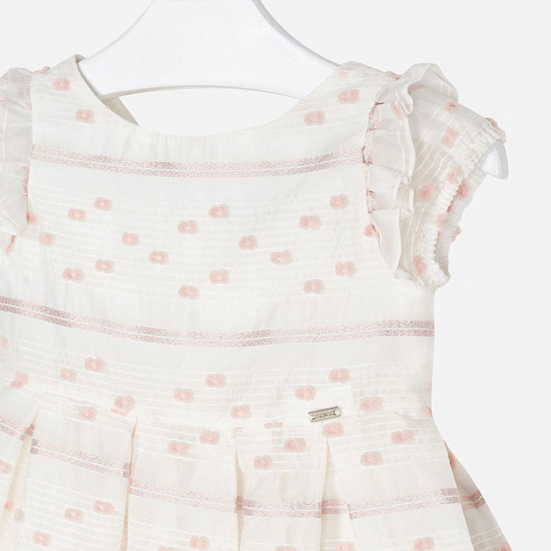 Mayoral Girl SS20 Peach striped ruffle Organza Dress 3919