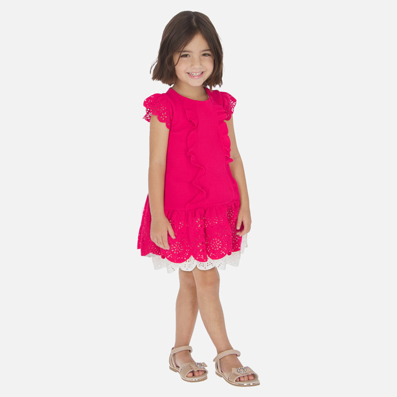 Mayoral Girl SS20 Strawberry Dress with openwork detailing 3931