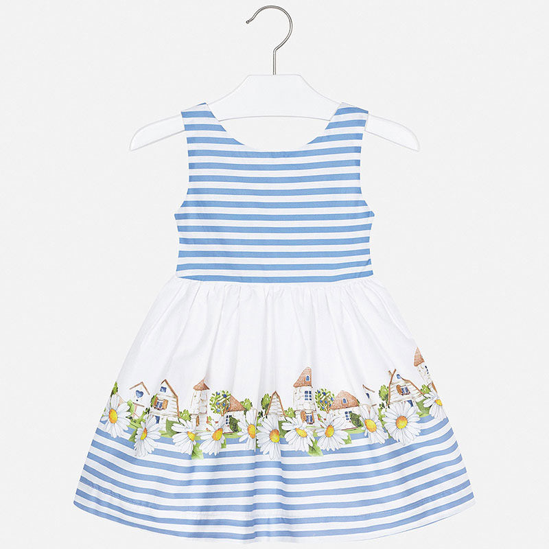 Mayoral Girl SS20 Blue Stripe and Floral dress 3941