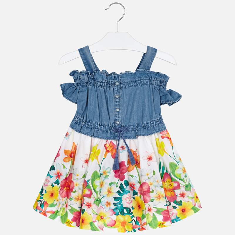 Mayoral Girl SS20 Denim and floral print Dress 3956