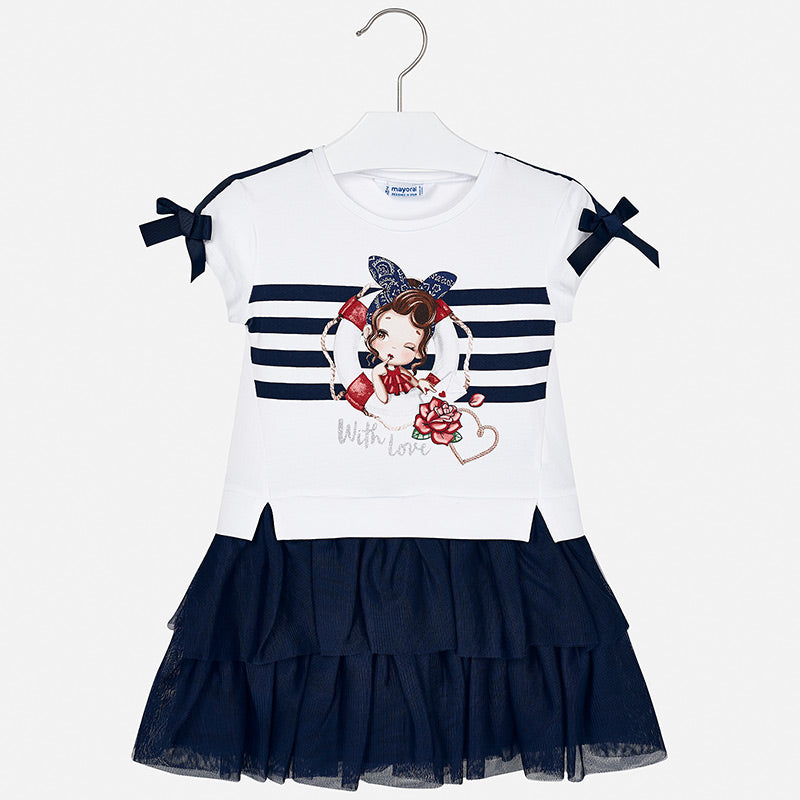 Mayoral Girl SS20 Navy Combined tulle dress 3958