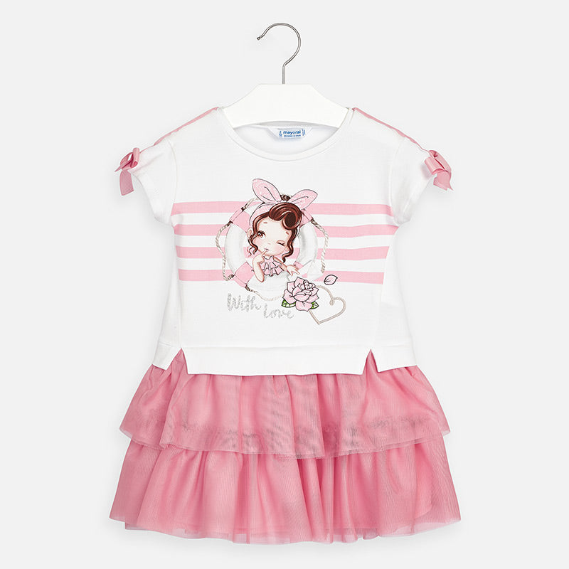 Mayoral Girl SS20 Pink Combined tulle dress 3958