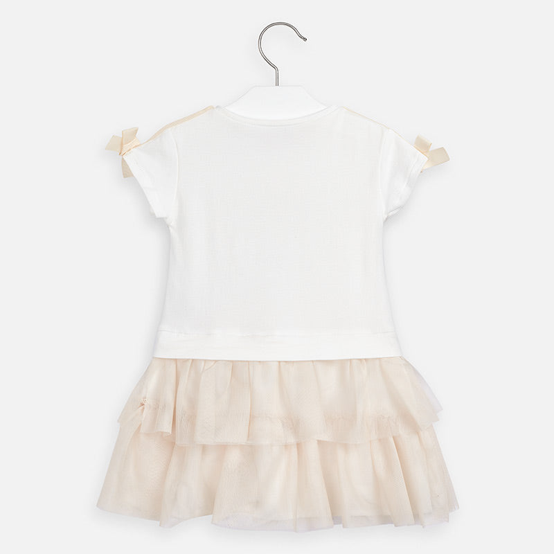 Mayoral Girl SS20 Champagne Combined tulle dress 3958
