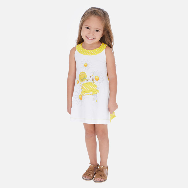 Mayoral Girl SS20 White and Yellow Daisy dress 3960