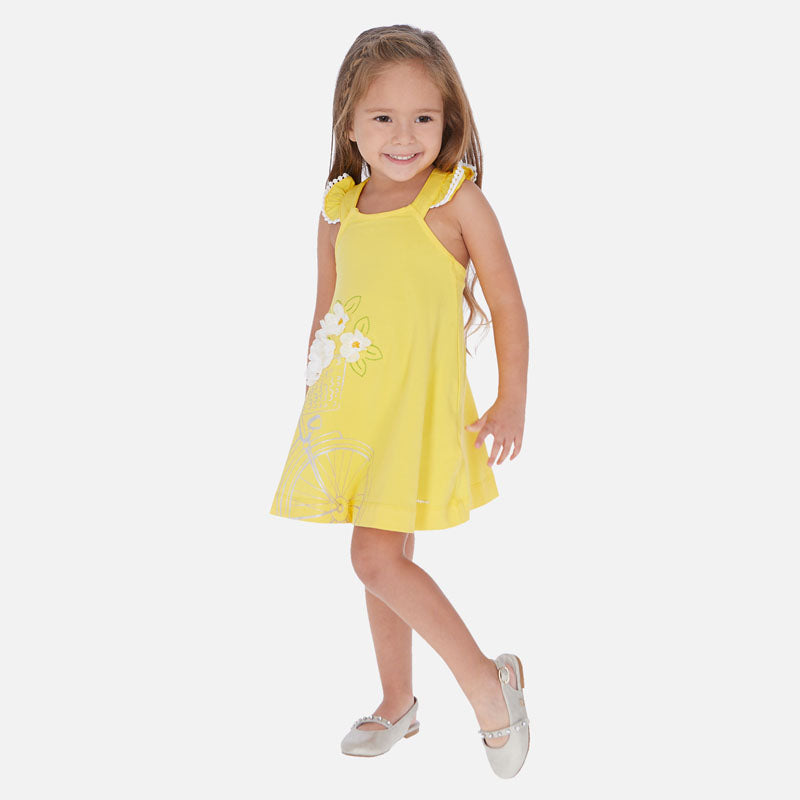 Mayoral Girl SS20 Yellow Embroidered Bicycle Dress 3962