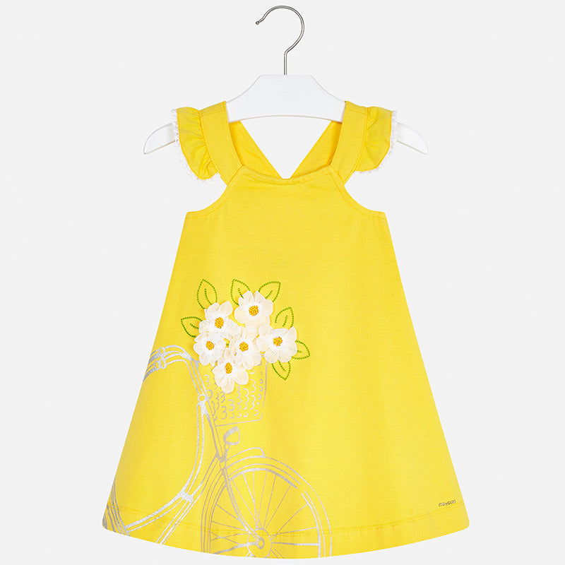 Mayoral Girl SS20 Yellow Embroidered Bicycle Dress 3962