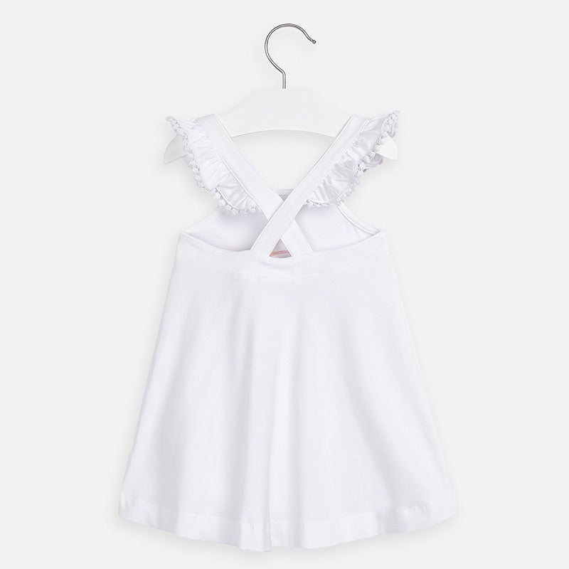 Mayoral Girl SS20 Embroidered Tucan Dress White 3962