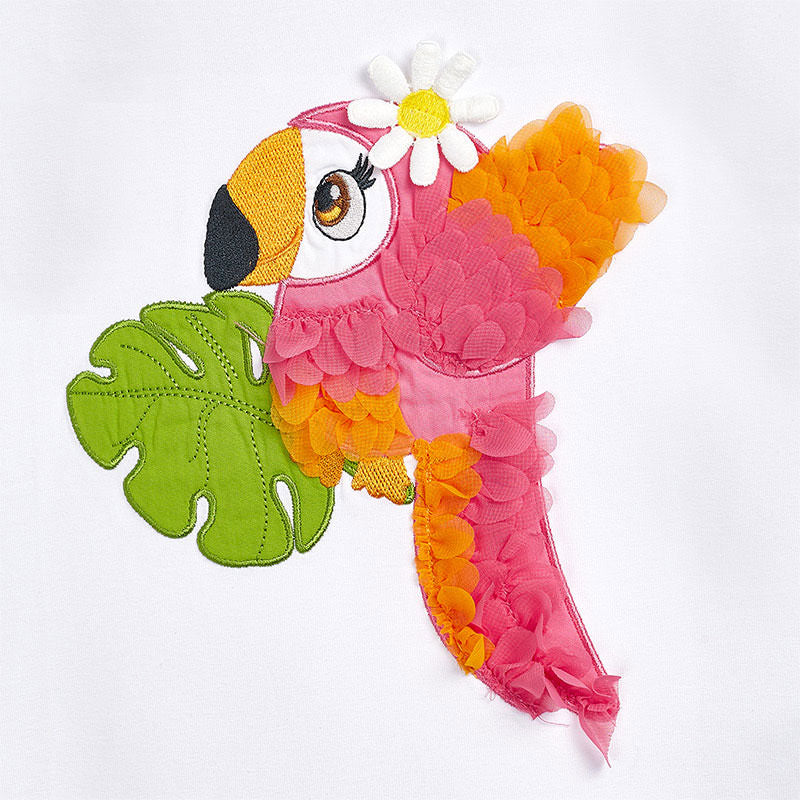 Mayoral Girl SS20 Embroidered Tucan Dress White 3962