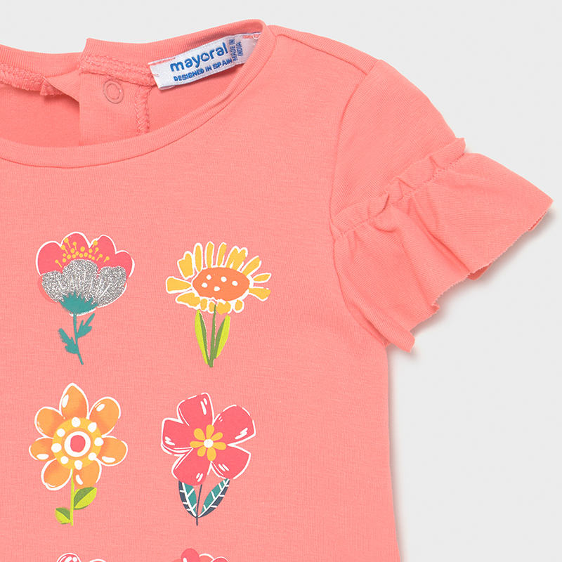 Mayoral Baby Girl SS21 Coral Flower T-shirt 1082