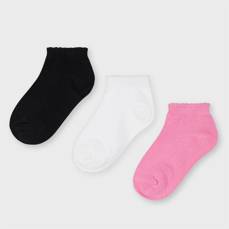 Mayoral Girl SS23 Pink, White & Black 3pack socks 10058