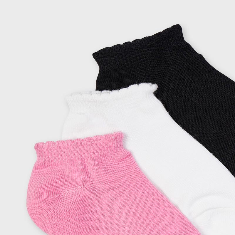 Mayoral Girl SS23 Pink, White & Black 3pack socks 10058