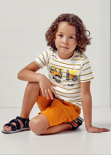 Mayoral Boy Orange Striped T-shirt 3004