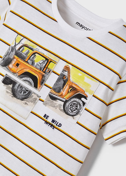 Mayoral Boy Orange Striped T-shirt 3004