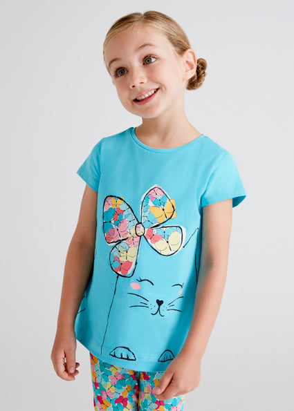 Mayoral Girl SS22 Turquoise Printed T-shirt 3048