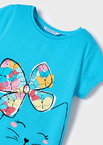 Mayoral Girl SS22 Turquoise Printed T-shirt 3048