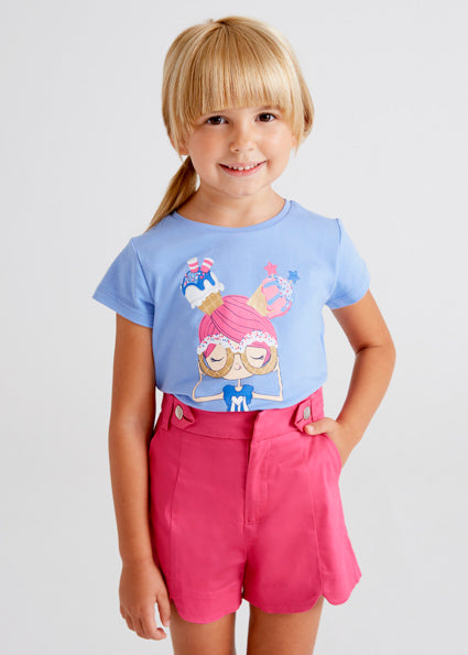 Mayoral Girl SS22 Capri Blue Printed T-shirt 3048