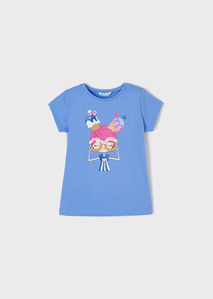 Mayoral Girl SS22 Capri Blue Printed T-shirt 3048