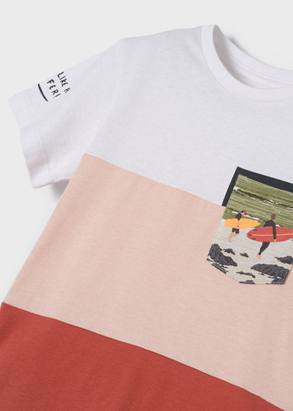 Mayoral Boy SS22 Terracotta Stripe Short Set 3659