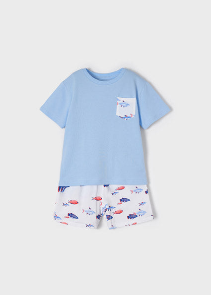 Mayoral Boy SS22 Light Blue Fish Pajamas 3747
