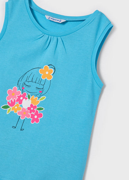 Mayoral Girl SS22 Turquoise Print Pajamas 3749