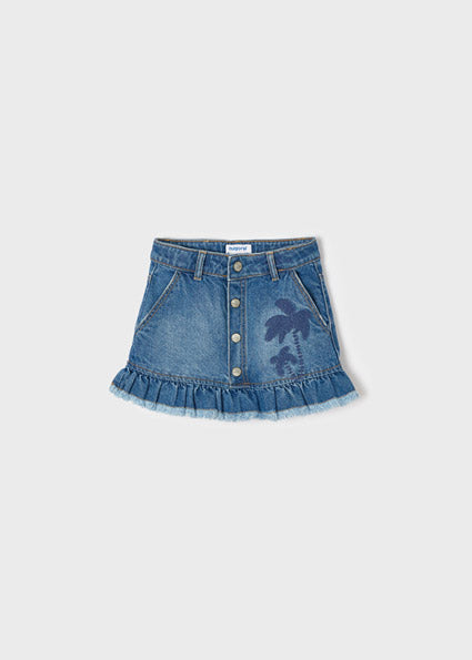 Mayoral Girl SS22 Denim Palm Tree Skirt 3901