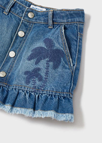 Mayoral Girl SS22 Denim Palm Tree Skirt 3901