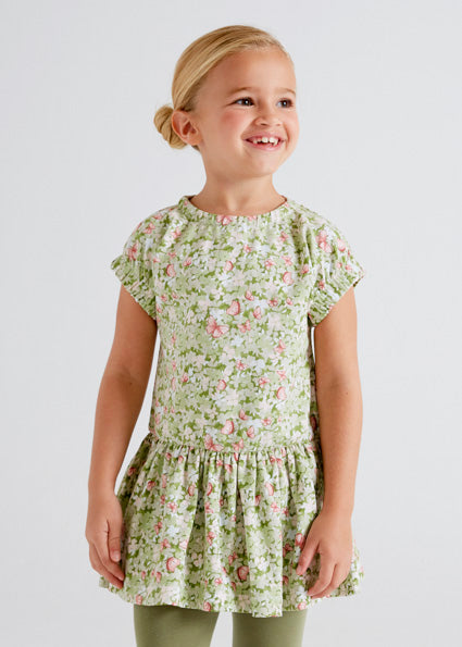 Mayoral Girl SS22 Green Floral Dress 3943