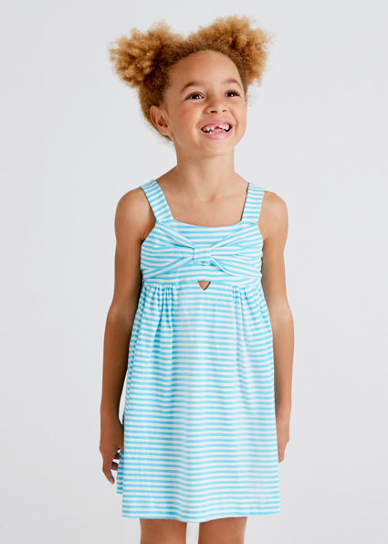 Mayoral Girl SS22 Turquoise Striped Dress 3949
