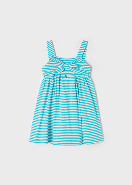 Mayoral Girl SS22 Turquoise Striped Dress 3949