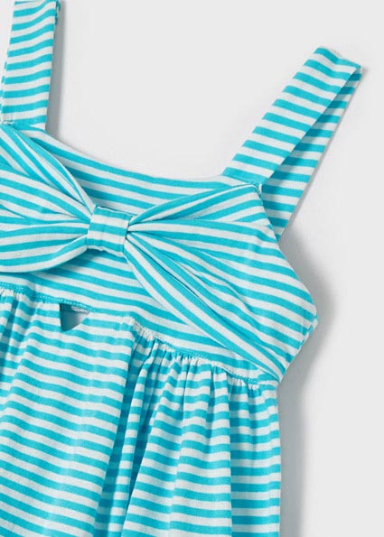 Mayoral Girl SS22 Turquoise Striped Dress 3949
