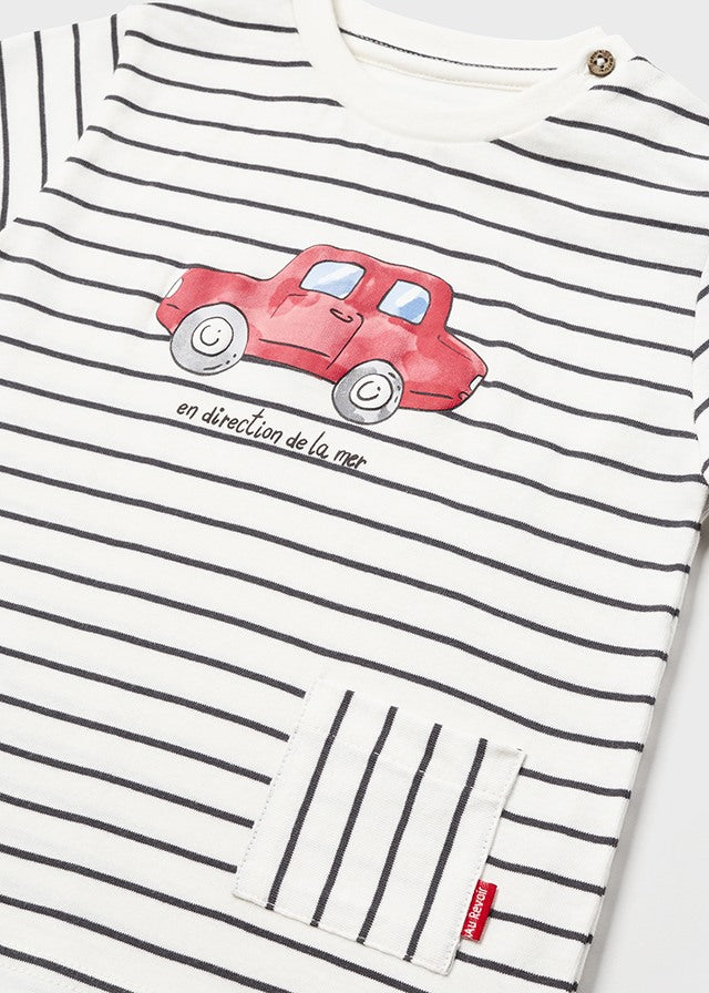 Mayoral Baby Boy Striped Car T-Shirt 1024