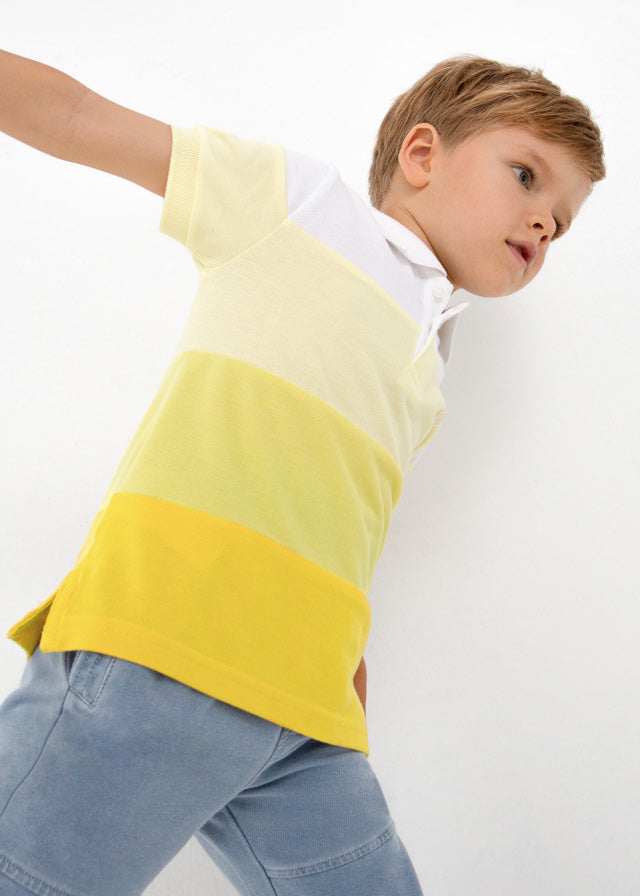 Mayoral Boy SS23 Yellow Block Stripe Polo Top 3151
