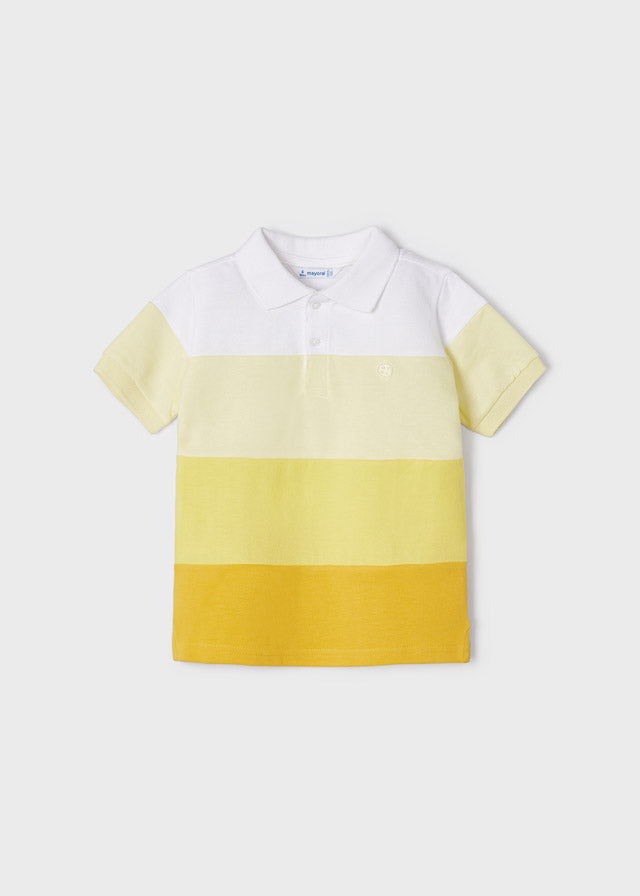 Mayoral Boy SS23 Yellow Block Stripe Polo Top 3151