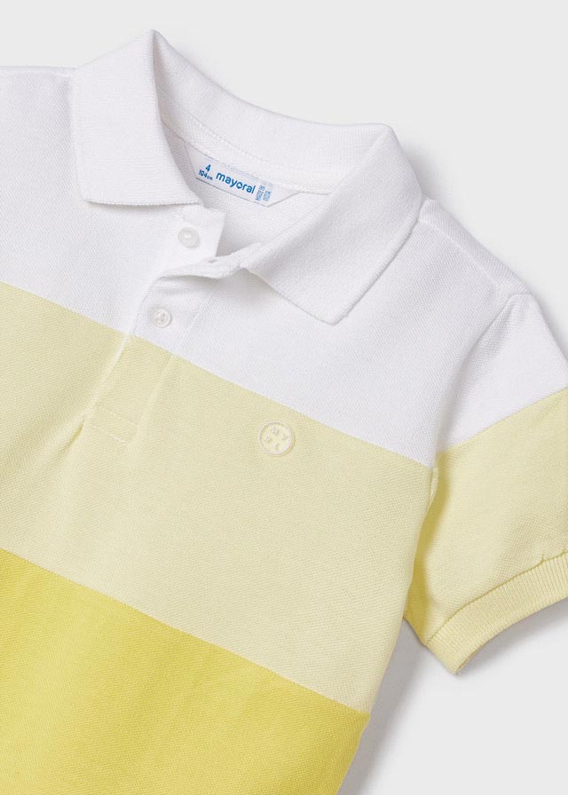 Mayoral Boy SS23 Yellow Block Stripe Polo Top 3151