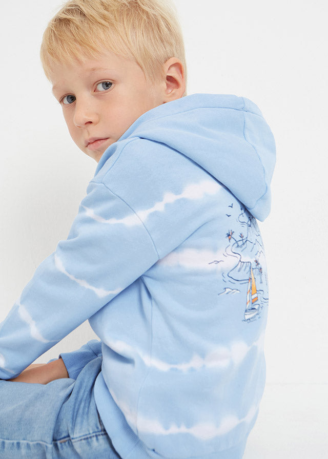 Mayoral Boy Pale Blue Tie Dye Hoodie 3450