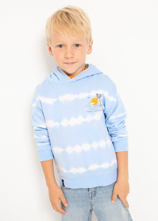 Mayoral Boy Pale Blue Tie Dye Hoodie 3450