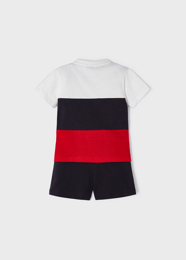 Mayoral Boy SS23 Red & Charcoal Block Short Set 3672