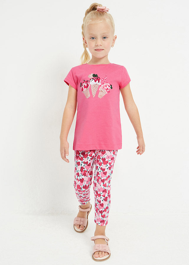Mayoral Girl SS23 Pink Heart Print Legging Set 3070/3778
