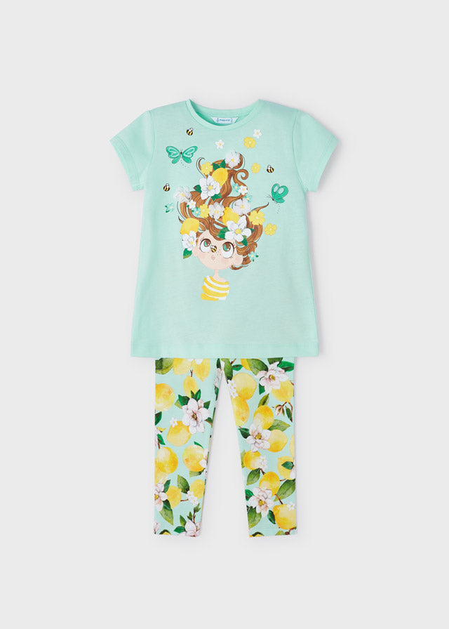 Mayoral Girl SS23 Aqua Lemon Print Legging Set 3787