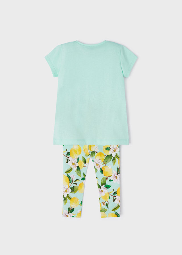 Mayoral Girl SS23 Aqua Lemon Print Legging Set 3787