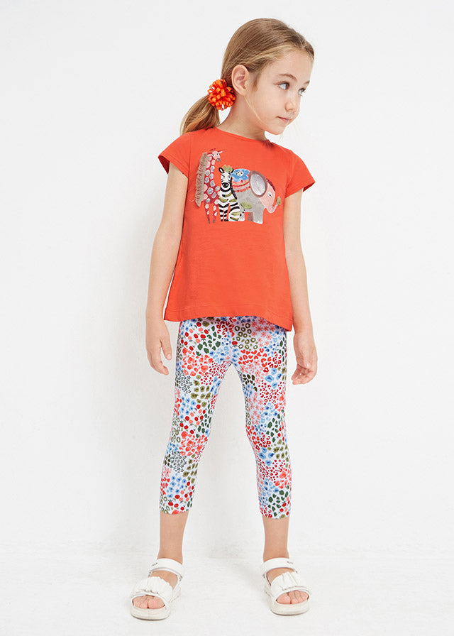 Mayoral Girl SS23 Orange Print Legging Set 3787